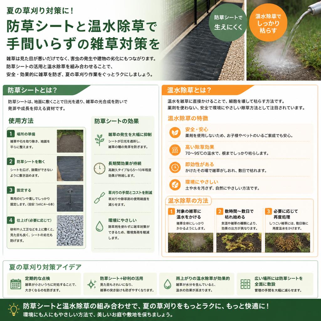 雑草対策の決定版!防草シートと温水除草