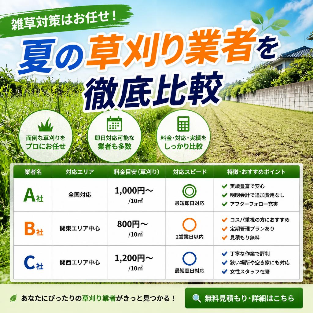 雑草対策はお任せ！夏の草刈り業者を徹底比較