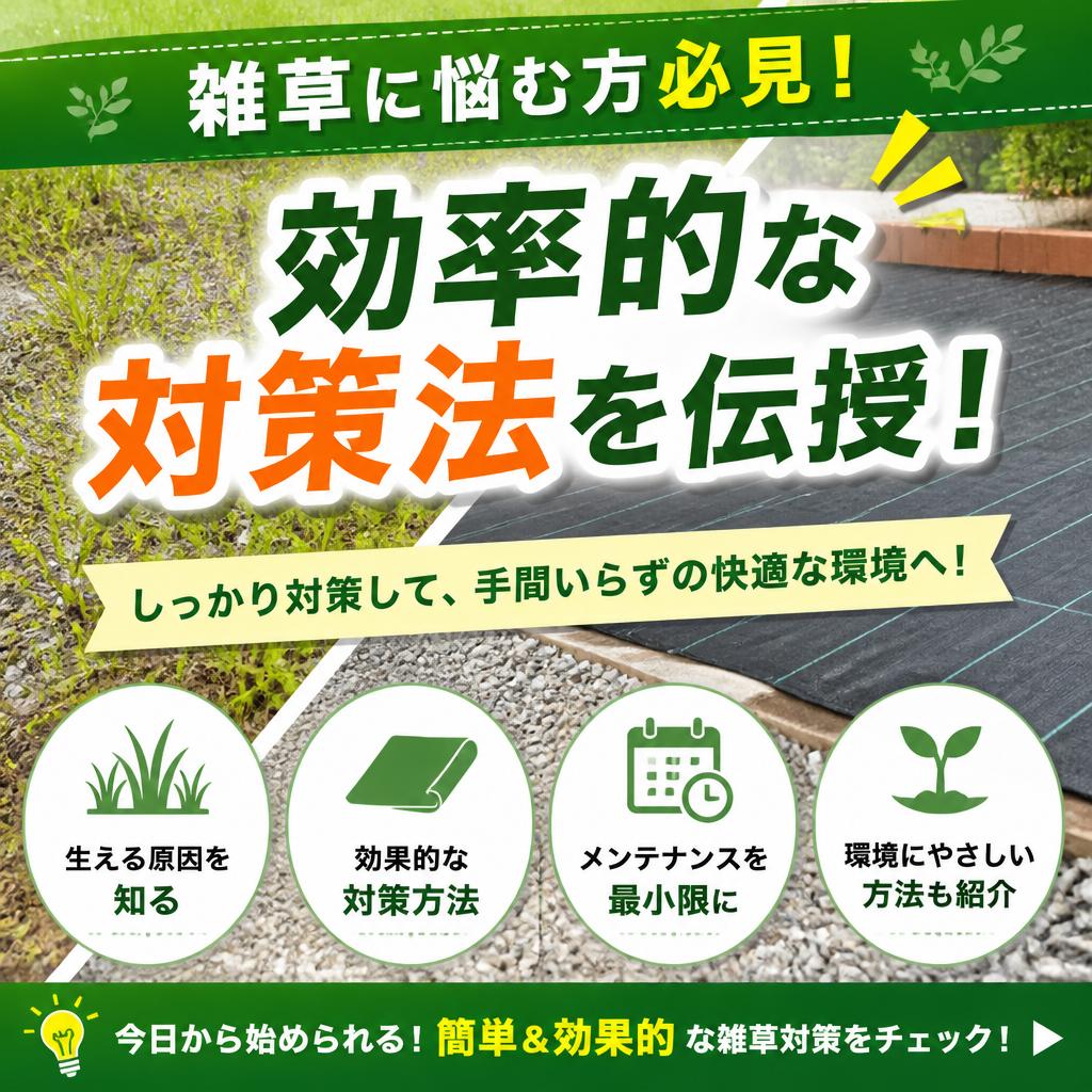 雑草に悩む方必見！効率的な対策法を伝授！