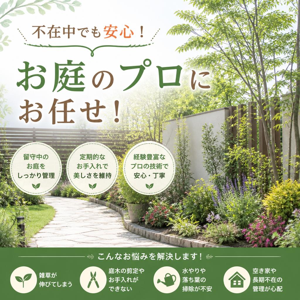 不在中でも安心！お庭のプロにお任せ！
