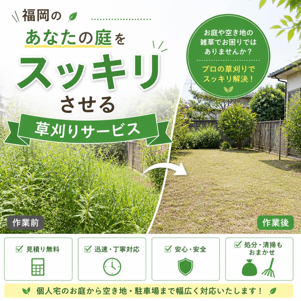 福岡のあなたの庭をスッキリさせる草刈りサービス